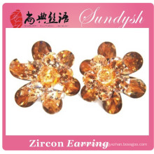 Sundysh Handmade Big Bold Flower Clip On Fashion Zircon Earrings